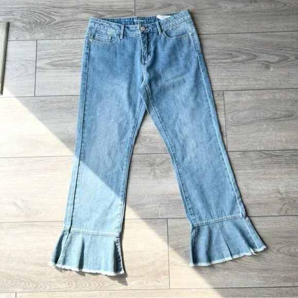 Vero Moda Ruffle Ankle Blue Jeans - Picture 2 of 14